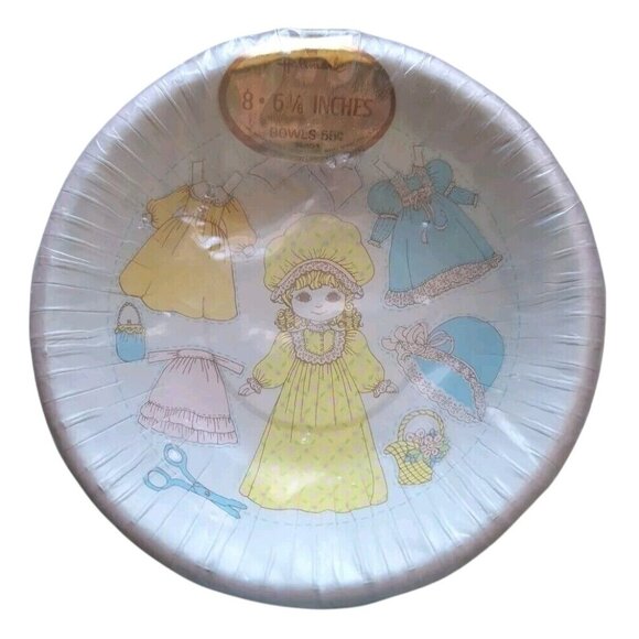 Hallmark Paper Doll 8 Party Bowls Sealed 6 1/8" Similar to Holly Hobbie - Picture 1 of 5